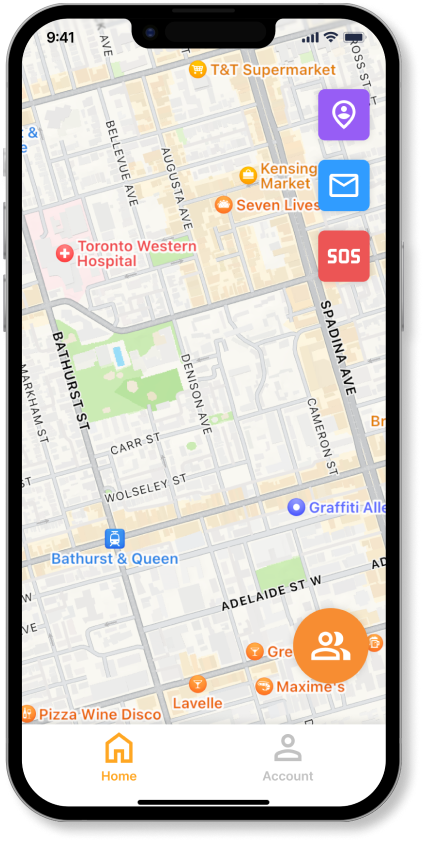 the home screen of a navigation app